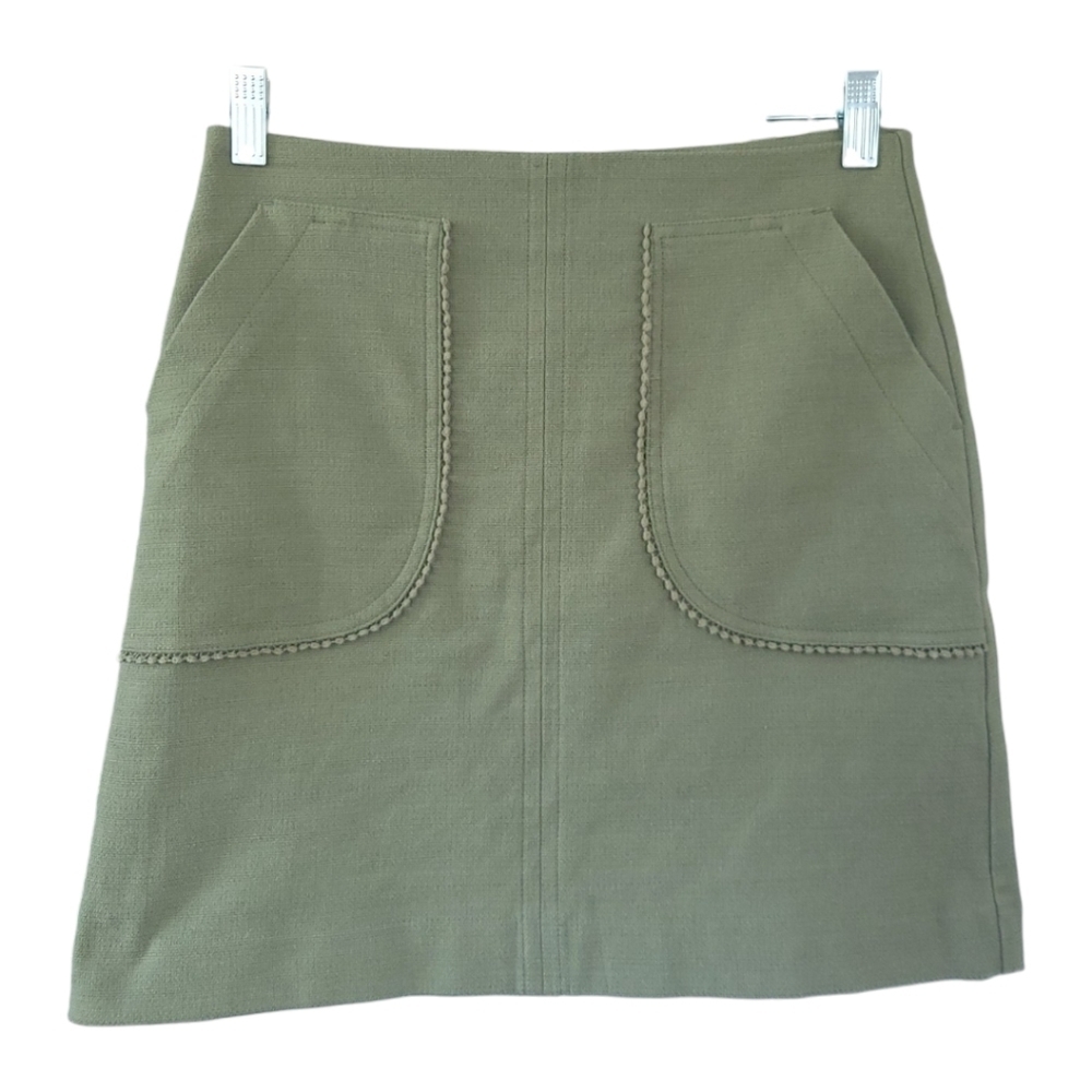 LOFT 2P Olive Green Mini Skirt Pockets Preppy Academia Trendy
